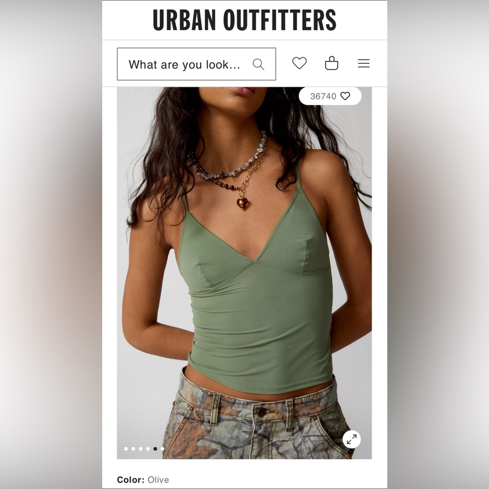 Out From Under Je T'aime Mesh Cropped Cami - Olive